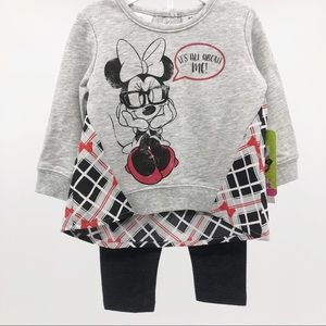 Disney Minnie Mouse 2pc Set Black Grey 3-6m